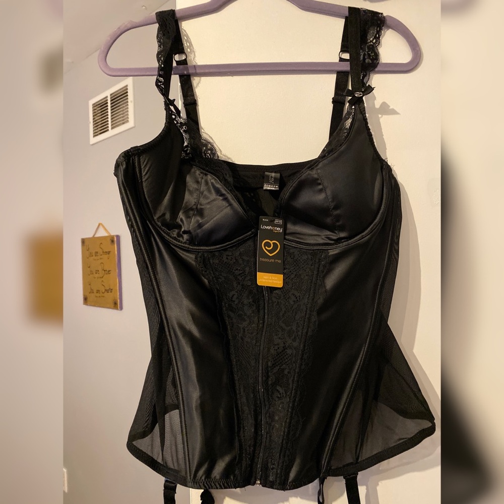 Satin & Lace Basque- PLUS